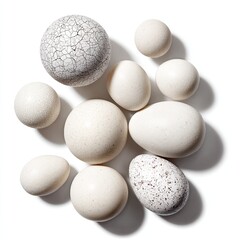 Collection Of Assorted Eggs In White Background
