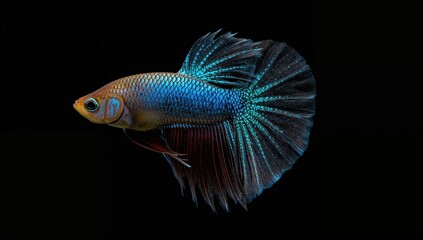 Fototapeta premium Betta Fish, a vibrant aquatic pet, known for its aggressive behavior and stunning colors, ideal for freshwater aquariums