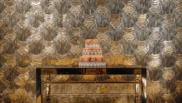 Repeating broad metal panel backdrop