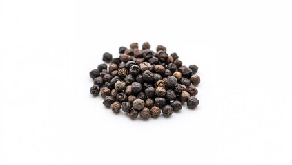 Black pepper isolated on a white background, beneficial seasoning for flavor enhancement