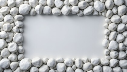 White Stone Frame with Empty Center on Light Background