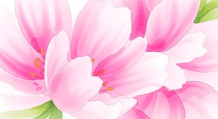 Fototapeta premium Watercolor painting of pink cherry blossoms with delicate petals and details