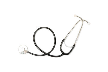 Stethoscope isolated on white background. Medical instrument. Medical concept. Healthcare. Health Day.Doctor equipment. Cardiology. Heart disease.Lung diagnostics.Diagnosis of respiratory inflammation