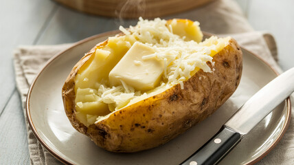 Delicious Baked Potato with Butter and Cheese