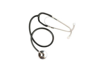 Stethoscope isolated on white background. Medical instrument. Medical concept. Healthcare. Health Day.Doctor equipment. Cardiology. Heart disease.Lung diagnostics.Diagnosis of respiratory inflammation