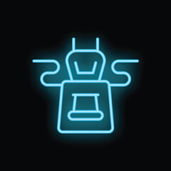 Glowing neon line baby swing icon isolated on black background. Vector illustration