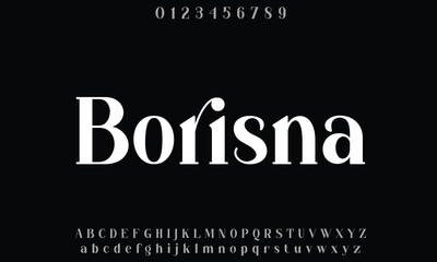 Borisna vector font alphabet with numbers