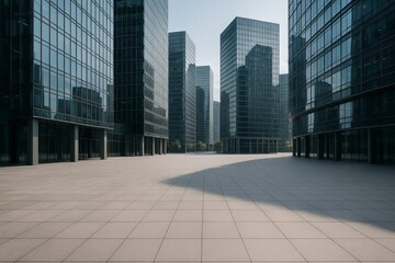 Modern urban business buildings with empty interior floors ready for construction or development