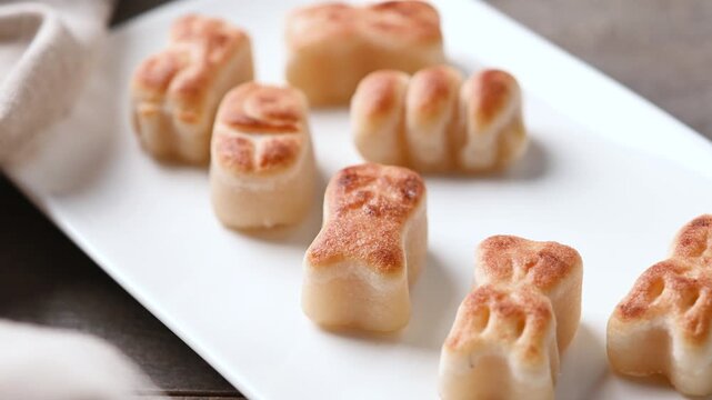 Traditional Spanish marzipan on white plate
