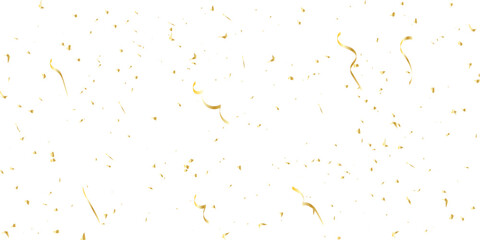 celebratory display of golden confetti and streamers falling against a white background backdrop perfect for adding a celebratory touch to any design or project.