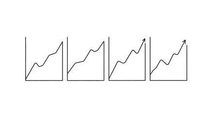 Four growing line charts showcasing positive trends and financial growth concepts vector
