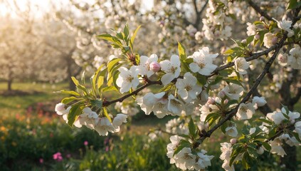 Naklejka premium Apple tree blossoms during springtime