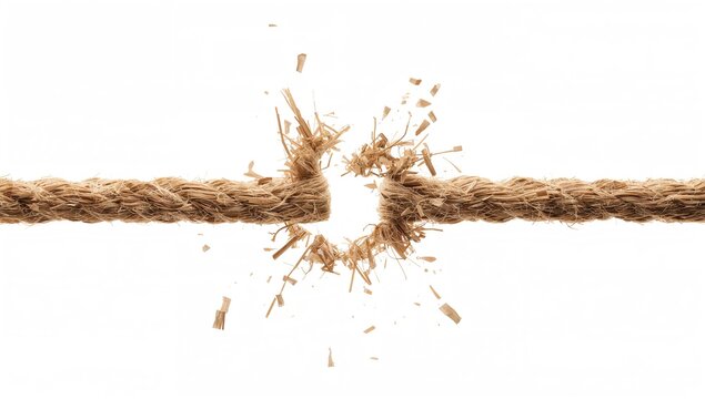 Breaking rope, illustrating tension and potential hazards, safety