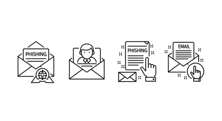 Collection of email and communication icons for digital messaging and online correspondence vector