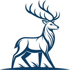  unique deer circular logo design icon, deer head circular icon, geometric deer logo concept, rain deer illustration