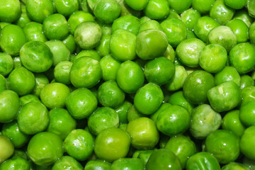 Freshly Shelled Green Peas Displayed in Close-up