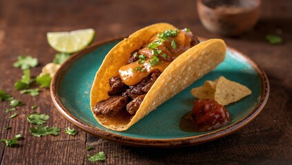 Tacos Filled with Birria Steak, Cheese, and Sauce Made at Home