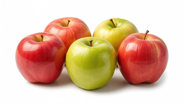 Combination of red and green apples on a white backdrop, fiber-dense choice - Powered by Adobe
