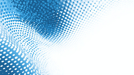 An abstract background featuring a blue halftone pattern with a dynamic wave effect