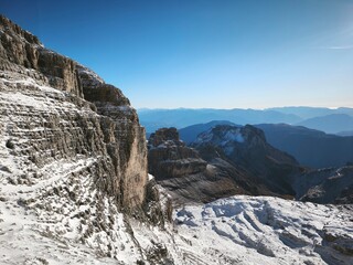 winter hiking in dolomiti di brenta italy
