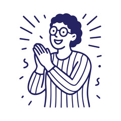 Celebrate success with this cheerful person clapping hands, perfect for expressing appreciation or excitement in your modern designs and social media posts