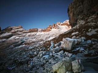 winter hiking in dolomiti di brenta italy
