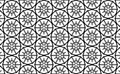 Seamless abstract pattern. black and white linear illustration for coloring. Vector coloring book for adult.