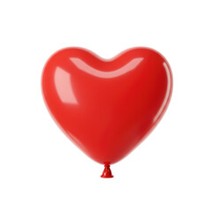 A shiny red heart shaped balloon isolated on a white background for love and romance