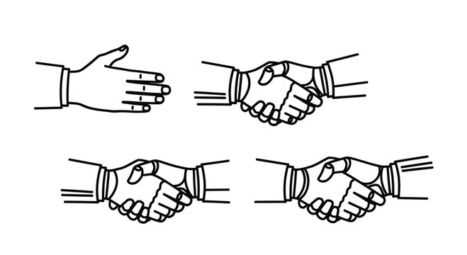 Four stages of a handshake business deal agreement partnership unity collaboration concept vector