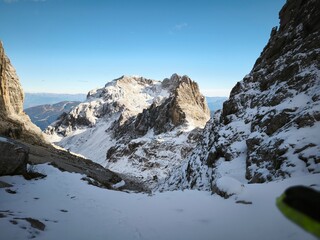 winter hiking in dolomiti di brenta italy

