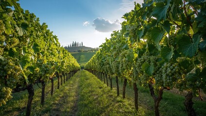 Naklejka premium Corvina Veronese grapes growing on a vine in a vineyard, fiber-dense choice