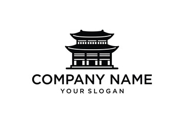 Traditional Asian Pagoda Temple Logo Design Icon Silhouette