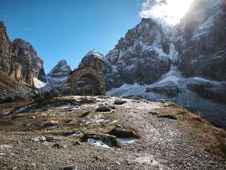winter hiking in dolomiti di brenta italy
