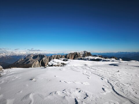 winter hiking in dolomiti di brenta italy
