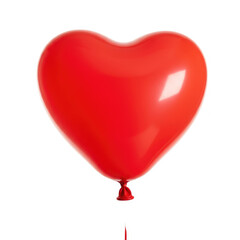 Isolated image of a vibrant red heart shaped balloon against a white background