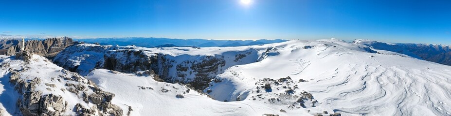 winter hiking in dolomiti di brenta italy
