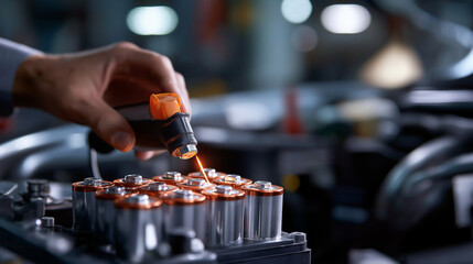 Charging batteries of electric motor disassembling battery of electric vehicle engine EV maintenance battery service power unit inspection automotive repair technical work