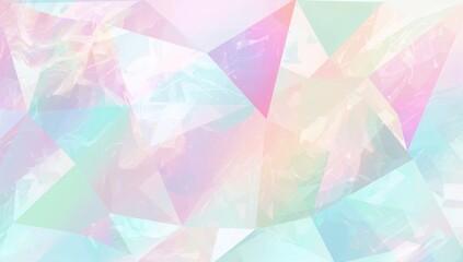 Obraz premium Abstract backdrop featuring pastel-colored triangles in pink, green, and blue hues