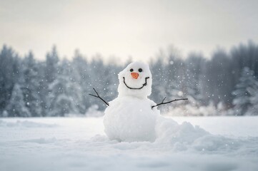 Building a snowman during the season's initial snow