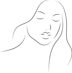 Minimalist Woman Face Line Art – Elegant Continuous One Line Drawing of Female Beauty and Calm Expression, Modern Aesthetic Illustration