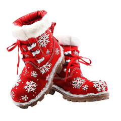 Winter boots red snowflakes christmas holiday children fashion footwear style festive cozy cute