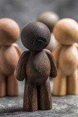 Wooden Figure Display with Diverse Natural Finishes and Textures