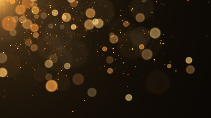 golden glitter shiny stars and bokeh lights and particles with corner light flare ,christmas holiday and new year abstract dark luxury gold social media background