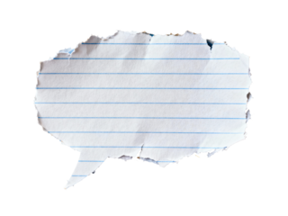 Lined Notebook Paper Speech Bubble with Torn Edges
