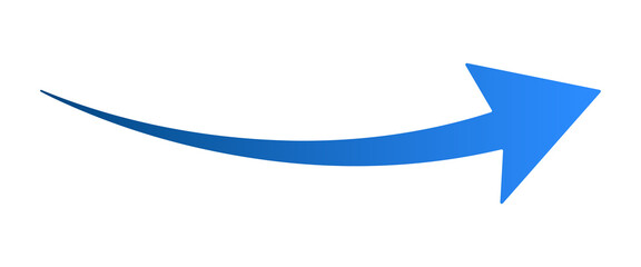Blue curved arrow. 