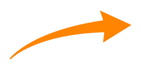 Orange curved arrow. 