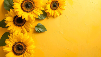 Bright Sunflowers on Yellow