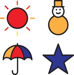 Four simple weather and object icons for design