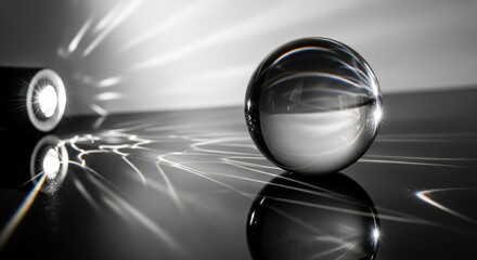 Crystal Ball Light Reflection Sphere Optics Abstract Glass Transparent Orb Shiny Artistic Illumination Lens