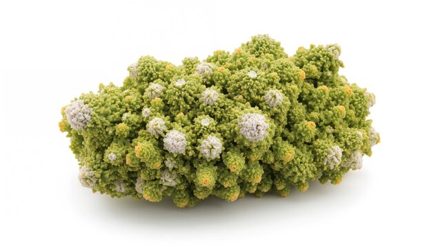 Isolated green Peltigera aphthosa lichen on a white backdrop with natural texture